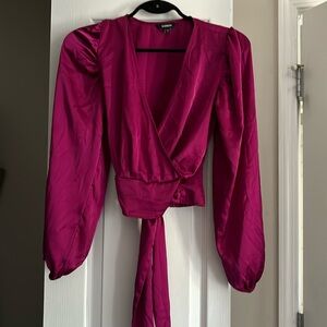 Women’s Hot Pink Polyester/spandex (waist band) XS Express Blouse